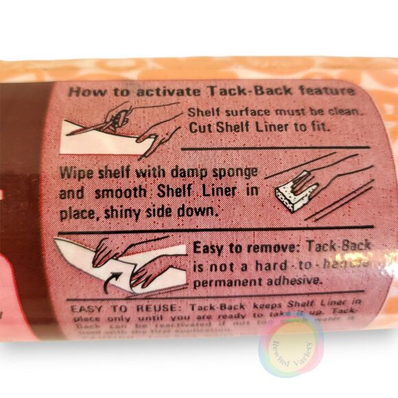 Vintage NOS 1976 Rubbermaid Shelf Liner Orange Groovy Floral MCM Tack Back 10' - Picture 8 of 11